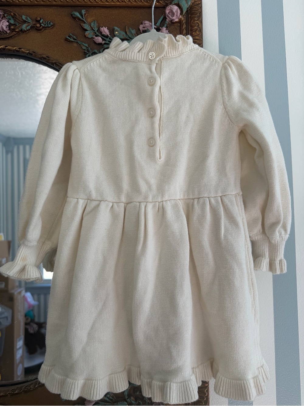 Cream Ruffle Knit Long-Sleeve - Picture 4 of 5